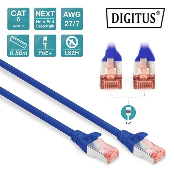 Καλώδιο Ethernet CAT 6S/FTP Μπλε 0.5m