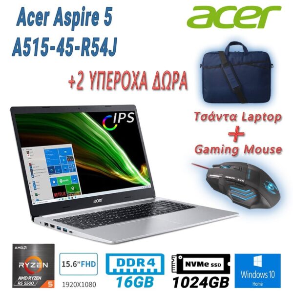 Laptop Acer Aspire 5 A515-45-R54J (RYZEN5 5500U/16GB/1TB/WIN10)