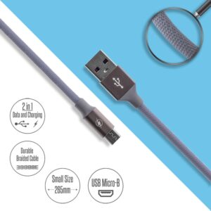 Καλώδιο Φόρτισης-Δεδομένων Micro Usb 26cm Γκρι