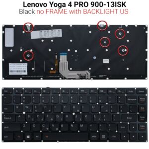 Πληκτρολόγιο Lenovo Yoga 4 PRO 900-13ISK No Frame US Backlit