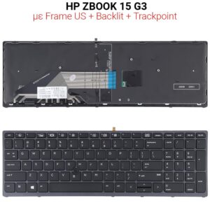 Πληκτρολόγιο HP ZBOOK 15 G3 WITH FRAME US + BACKLIT + TRACKPOINT