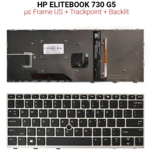 Πληκτρολόγιο HP ELITEBOOK 730 G5 SILVER WITH FRAME US + BACKLIT + TRACKPOINT