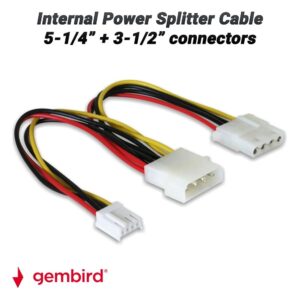 Gembird Internal Power Splitter Cable 5-1/4” + 3-1/2” connectors